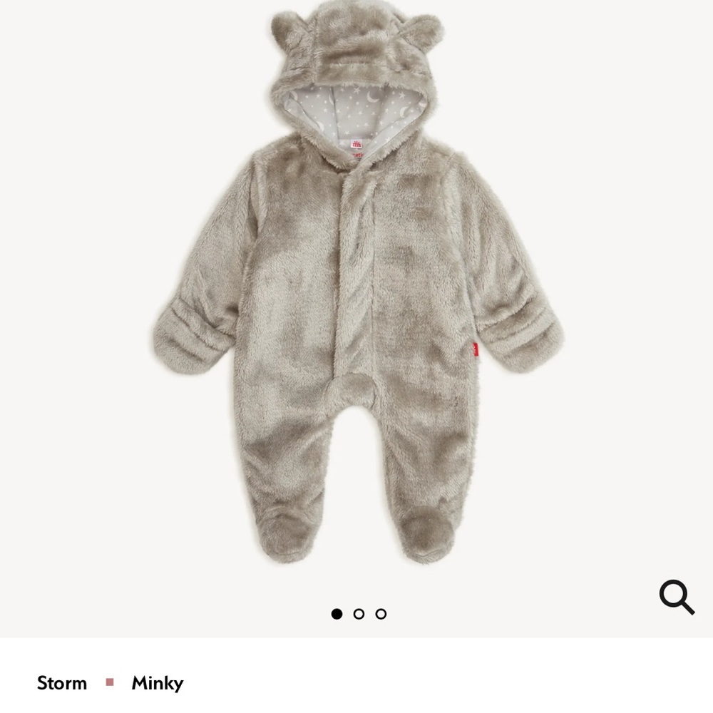 Magnetic Me Minky Baby One Piece Pram suit - Gray